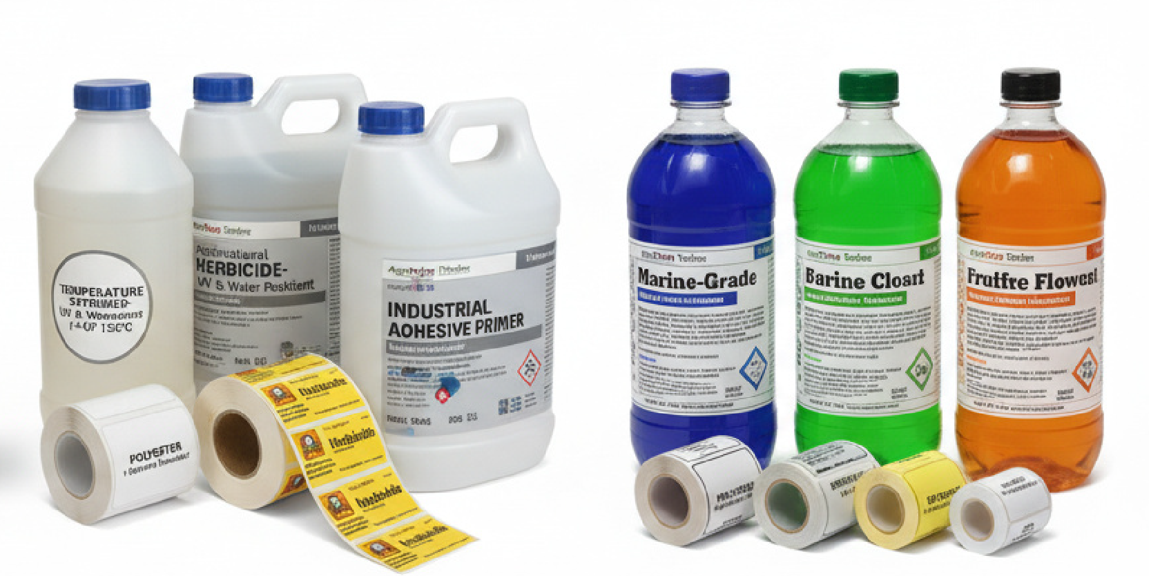 Industrial label printing options including barcodes, variable data, and durable finishes for harsh environments
