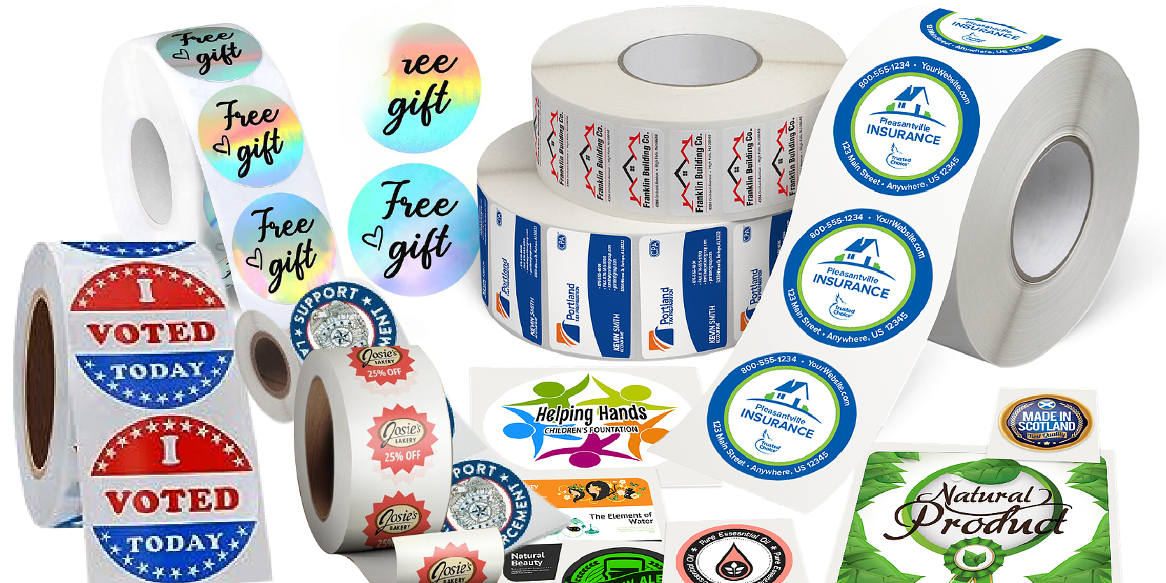 Custom promotional labels for marketing campaigns, product launches and special offers