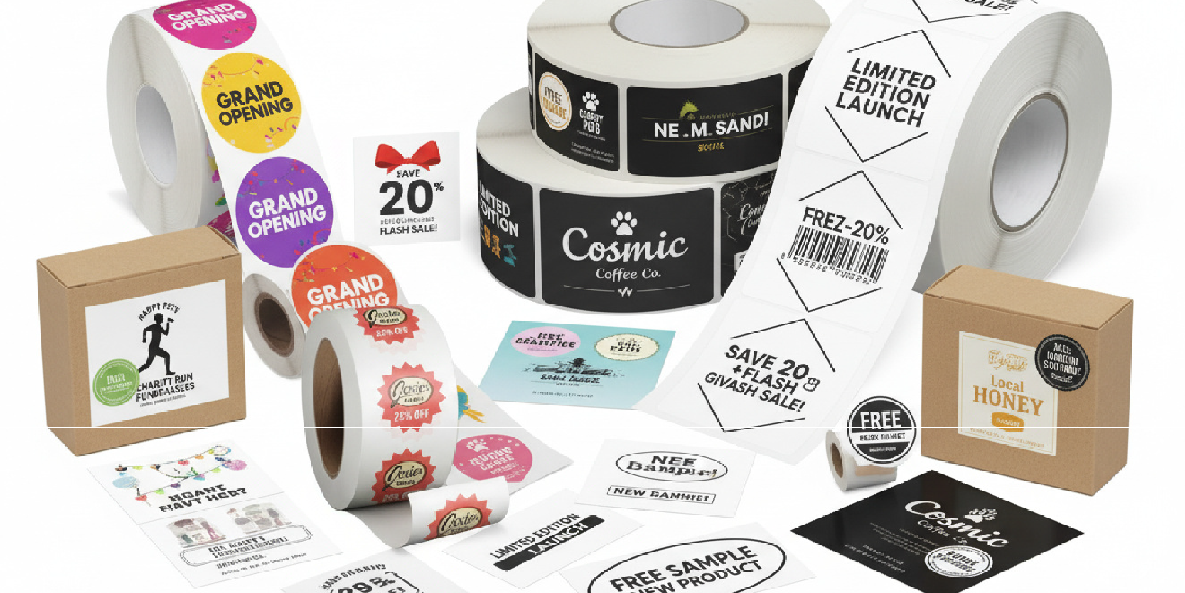 Custom printed roll labels for industrial and packaging applications